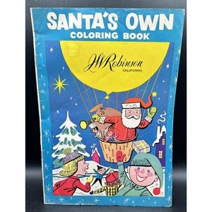 Excellent! Rare Robinson’s Dept Store Christmas Santa Claus Coloring Book 1958 1